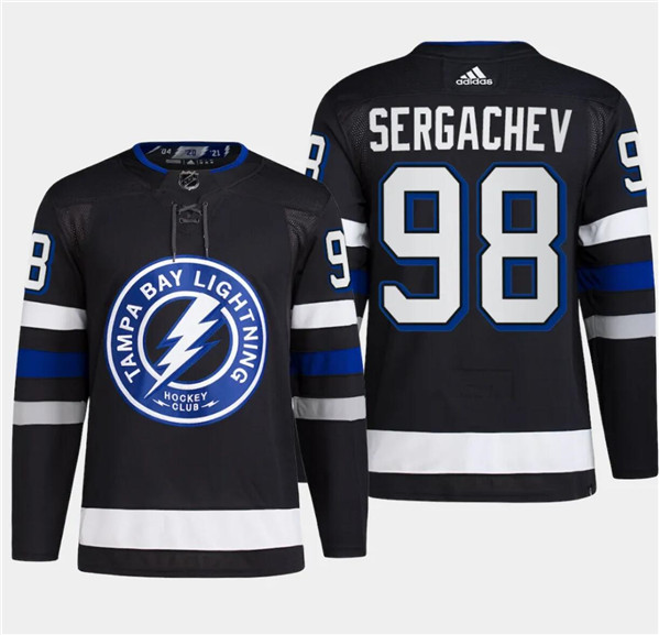 Tampa Bay Lightning #98 Mikhail Sergachev Black Alternate Premier Breakaway Stitched Jersey