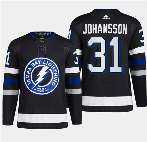 Tampa Bay Lightning #31 Jonas Johansson Black Alternate Premier Breakaway Stitched Jersey
