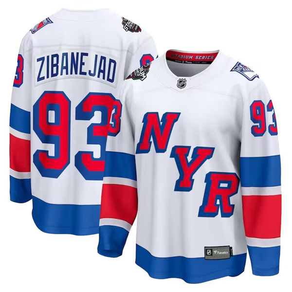 New York Rangers #93 Mika Zibanejad White 2024 Stadium Series Breakaway Stitched Jersey