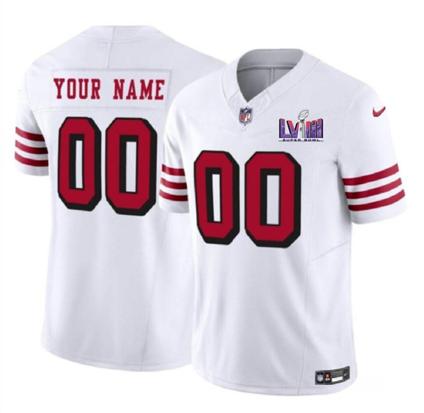 San Francisco 49ers Custom New White 2024 F.U.S.E. Super Bowl LVIII Patch Vapor Untouchable Limited Stitched Jersey