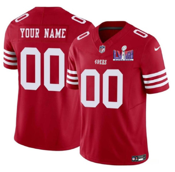 San Francisco 49ers Custom Red 2024 F.U.S.E. Super Bowl LVIII Patch Vapor Untouchable Limited Stitched Jersey