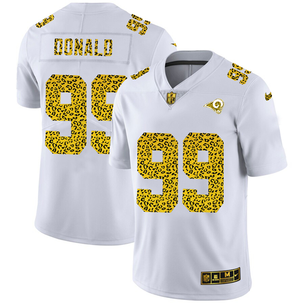 Los Angeles Rams #99 Aaron Donald 2020 White Leopard Print Fashion Limited Stitched Jersey