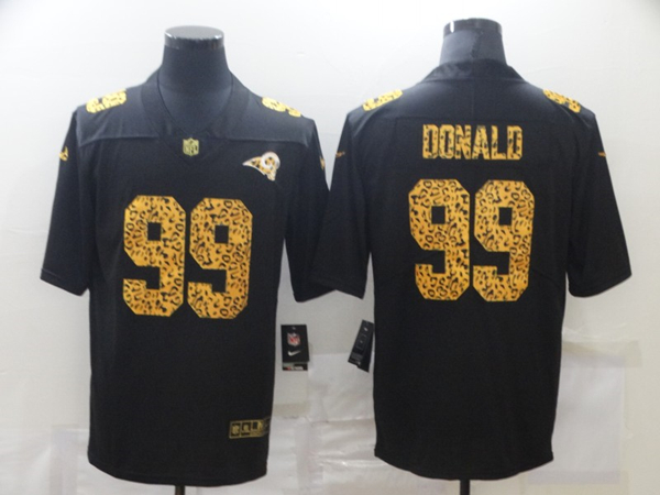 Los Angeles Rams #99 Aaron Donald 2020 Black Leopard Print Fashion Limited Stitched Jersey