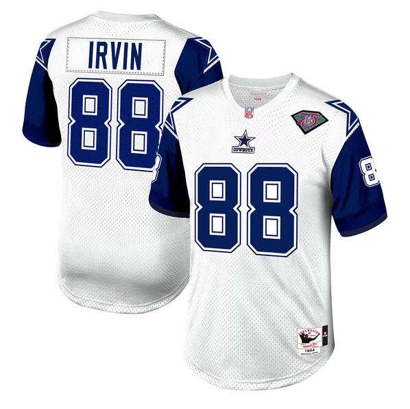 Dallas Cowboys #88 Michael Irvin White 1996 Mitchell Ness Throwback Stitched Jersey