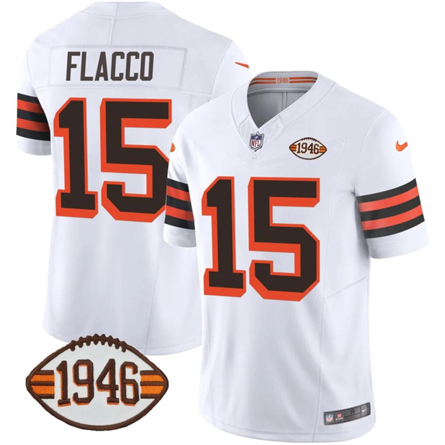 Cleveland Browns #15 Joe Flacco White 2023 F.U.S.E. 1946 Collection Vapor Limited Stitched Jersey
