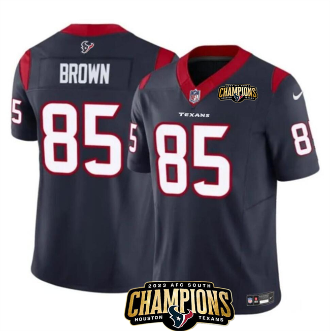 Houston Texans #85 Noah Brown Navy 2023 F.U.S.E. AFC South Champions Patch Vapor Untouchable Limited Stitched Jersey