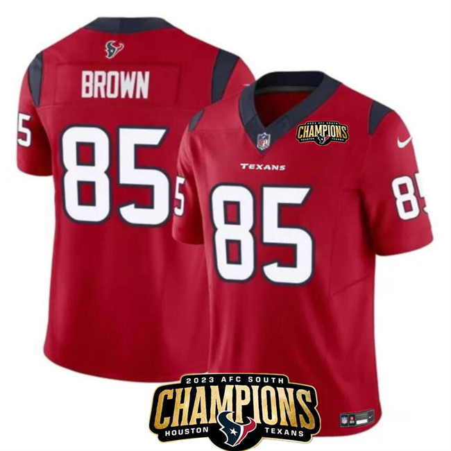 Houston Texans #85 Noah Brown Red 2023 F.U.S.E. AFC South Champions Patch Vapor Untouchable Limited Stitched Jersey