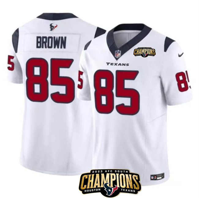 Houston Texans #85 Noah Brown White 2023 F.U.S.E. AFC South Champions Patch Vapor Untouchable Limited Stitched Jersey