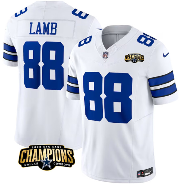 Dallas Cowboys #88 CeeDee Lamb White 2023 F.U.S.E. NFC East Champions Patch Stitched Jersey