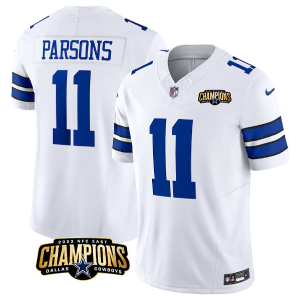 Dallas Cowboys #11 Micah Parsons White 2023 F.U.S.E. NFC East Champions Patch Stitched Jersey