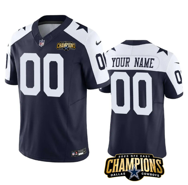Dallas Cowboys Custom Navy White 2023 F.U.S.E. NFC East Champions Patch Stitched Jersey