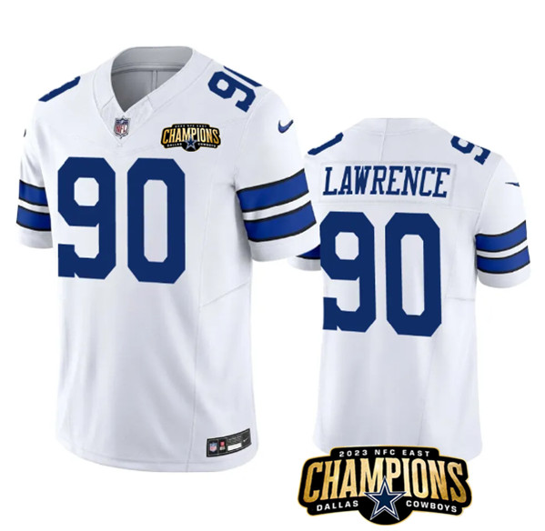 Dallas Cowboys #90 DeMarcus Lawrence White 2023 F.U.S.E. NFC East Champions Patch Stitched Jersey