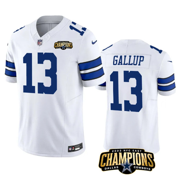 Dallas Cowboys #13 Michael Gallup White 2023 F.U.S.E. NFC East Champions Patch Stitched Jersey