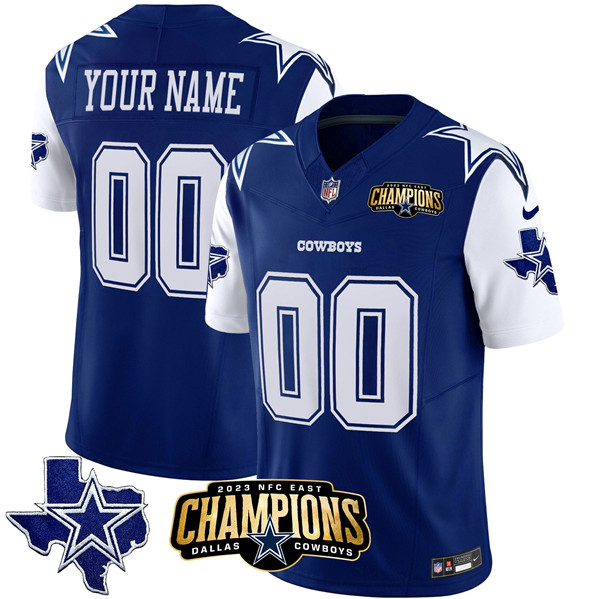 Dallas Cowboys Custom Blue White 2023 F.U.S.E. NFC East Champions Patch Stitched Jersey