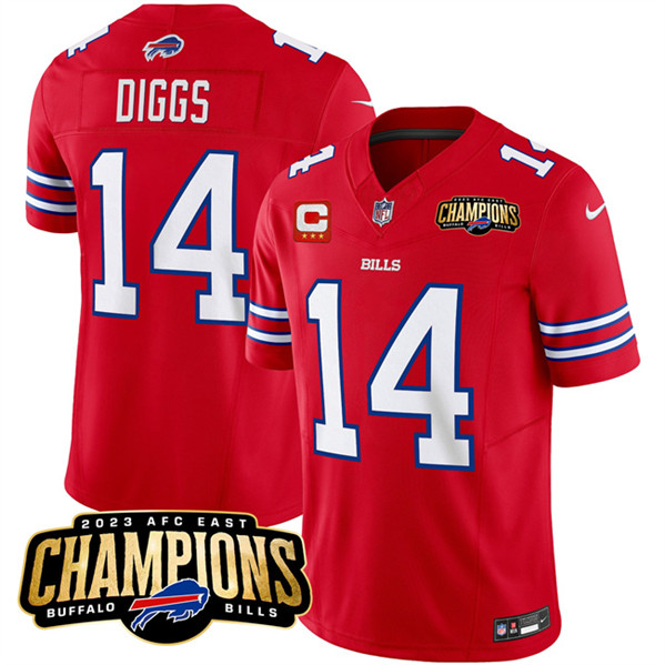 Buffalo Bills #14 Stefon Diggs Red 2023 F.U.S.E. AFC East Champions With 3-Star C Ptach Stitched Jersey