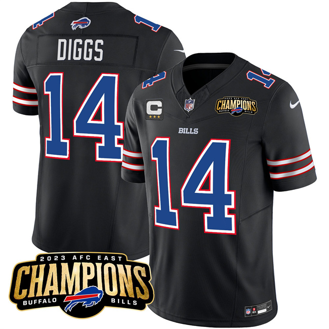 Buffalo Bills #14 Stefon Diggs Black 2023 F.U.S.E. AFC East Champions With 4-Star C Ptach Stitched Jersey
