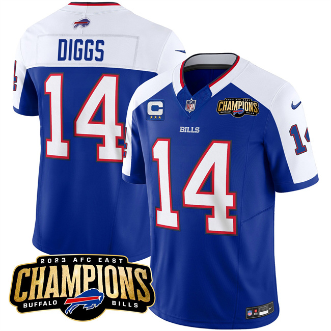 Buffalo Bills #14 Stefon Diggs Blue White 2023 F.U.S.E. AFC East Champions With 4-Star C Ptach Stitched Jersey