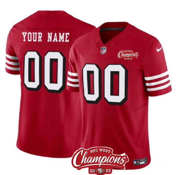 San Francisco 49ers Custom Red 2023 F.U.S.E. NFC West Champions Patch Alternate Stitched Jersey