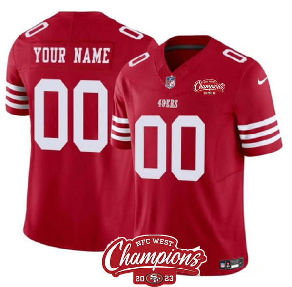 San Francisco 49ers Custom Red 2023 F.U.S.E. NFC West Champions Patch Stitched Jersey