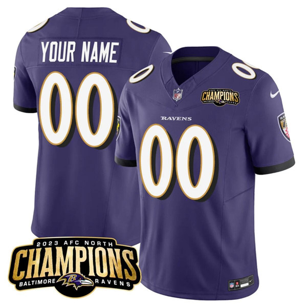 Baltimore Ravens Custom Purple 2023 F.U.S.E. AFC North Champions Vapor Limited Stitched Jersey