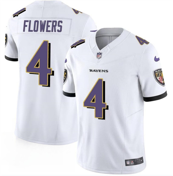 Baltimore Ravens #4 Zay Flowers White 2023 F.U.S.E. Vapor Limited Stitched Jersey