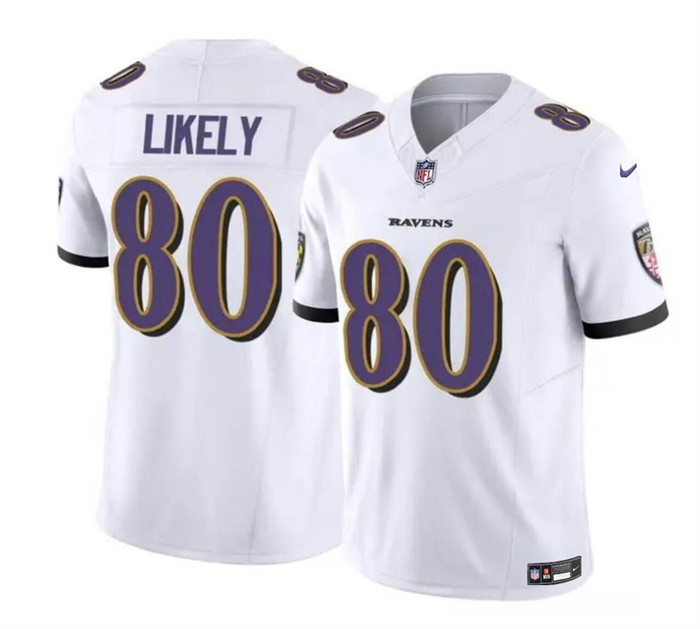 Baltimore Ravens #80 Isaiah Likely White 2023 F.U.S.E. Vapor Limited Stitched Jersey