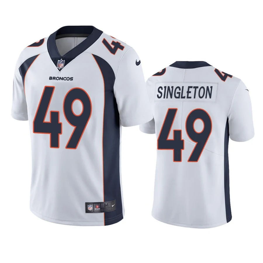 Denver Broncos #49 Alex Singleton White Vapor Limited Stitched Jersey
