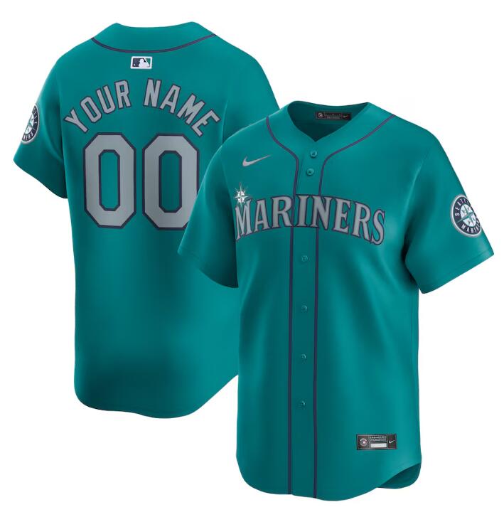 Seattle Mariners Custom Aqua Alternate Limited Stitched Jersey
