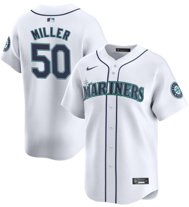 Seattle Mariners #50 Bryce Miller White Home Limited Stitched Jersey
