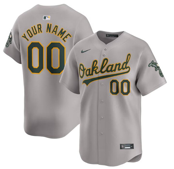 Oakland Athletics Custom Gray Away Limited Stitched Jersey