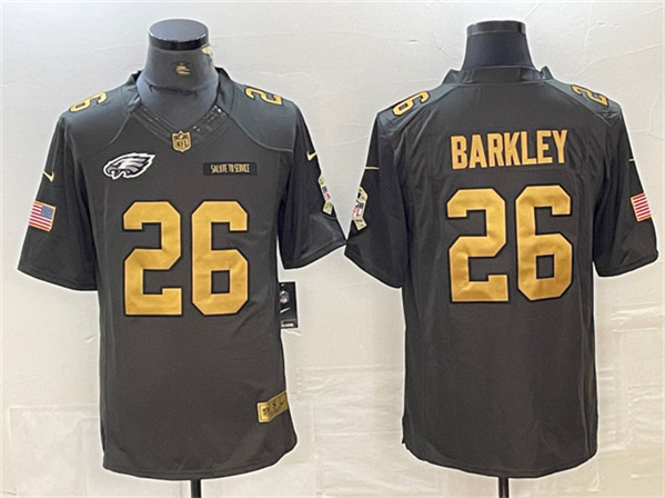 Philadelphia Eagles #26 Saquon Barkley Black Gold Salute To Service Limited Stitched Jersey