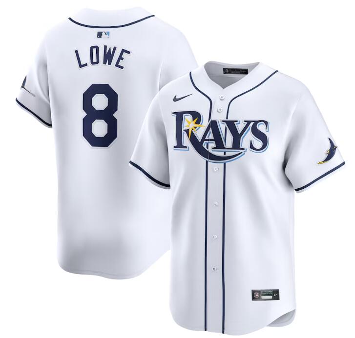 Tampa Bay Rays #8 Brandon Lowe White Home Limited Stitched Jersey