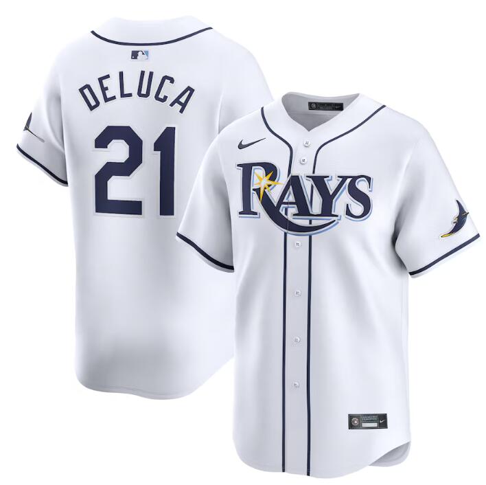Tampa Bay Rays #21 Jonny DeLuca White Home Limited Stitched Jersey