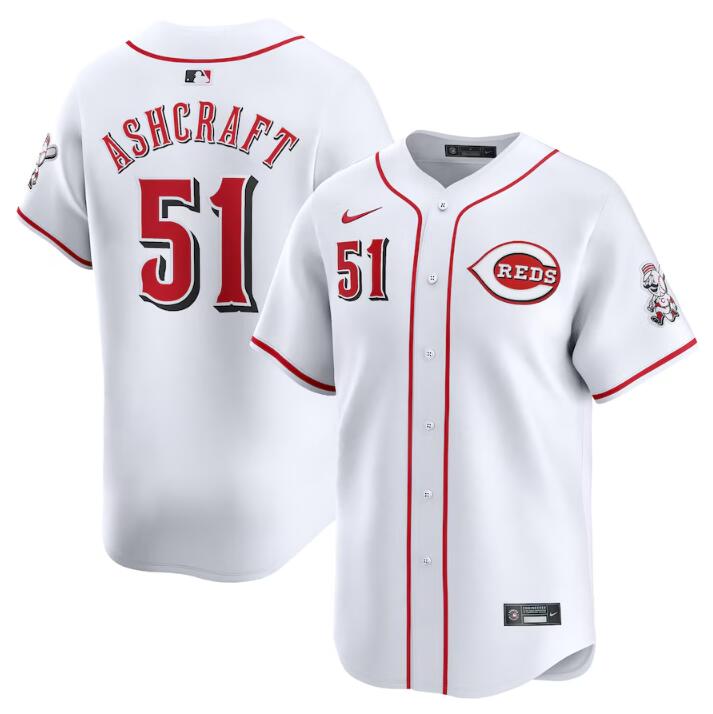 Cincinnati Reds #51 Graham Ashcraft White Home Limited Stitched Jersey