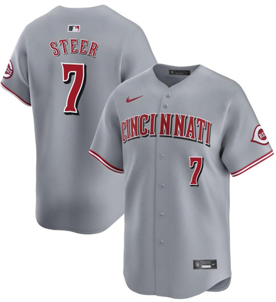 Cincinnati Reds #7 Spencer Steer Gray Away Limited Stitched Jersey