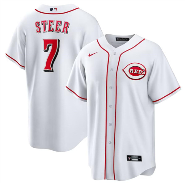 Cincinnati Reds #7 Spencer Steer White Cool Base Stitched Jersey