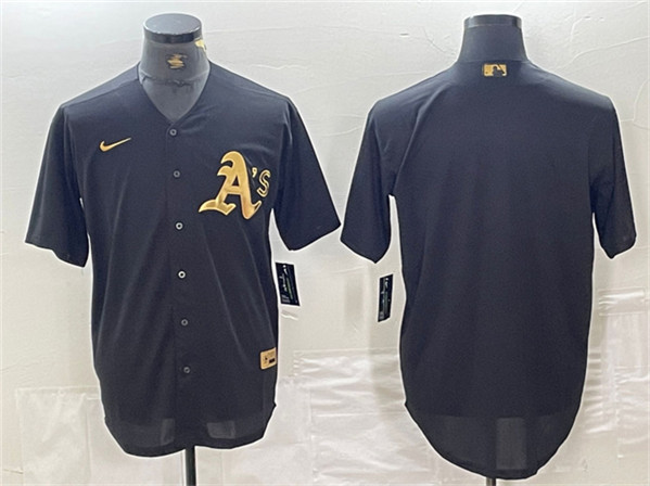 Oakland Athletics Blank Black Gold Cool Base Stitched Jersey