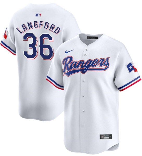 Texas Rangers #36 Wyatt Langford White 2024 Gold Collection Cool Base Stitched Jersey