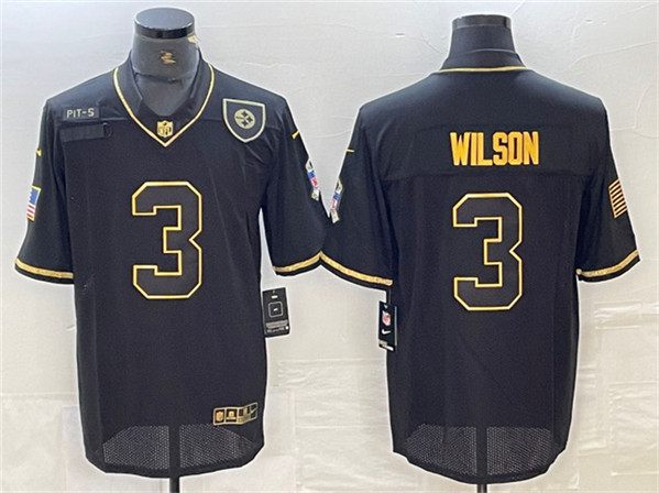 Pittsburgh Steelers #3 Russell Wilson Black Gold Salute To Service Limited Stitched Jersey