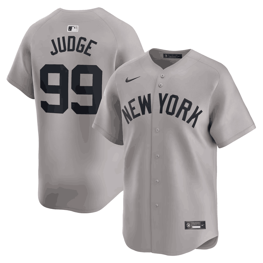 New York Yankees #99 Aaron Judge Gray 2024 Away Limited Cool Base Stitched Jersey