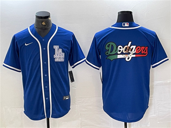 Los Angeles Dodgers Team Big Logo Blue Cool Base Stitched Jersey