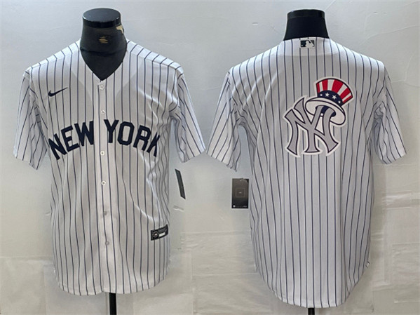 New York Yankees Team Big Logo White Cool Base Stitched Jersey