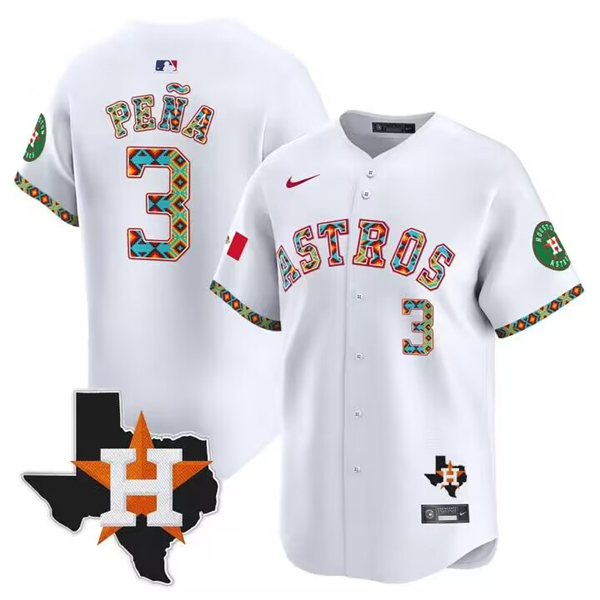 Houston Astros #3 Jeremy Peña White Mexico Vapor Premier Limited Stitched Jersey