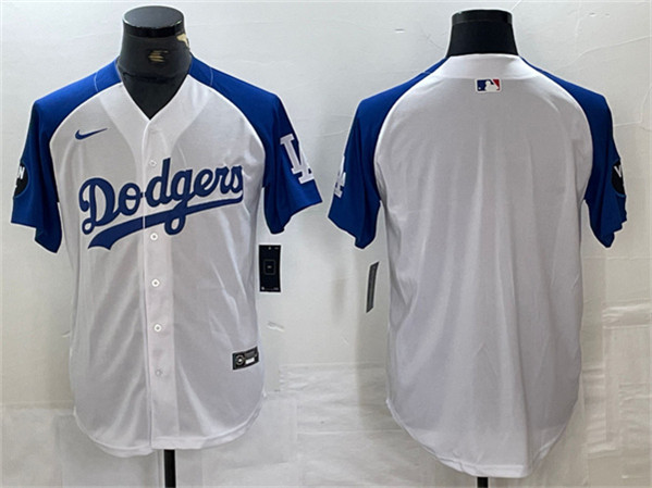 Los Angeles Dodgers Blank White Blue Vin Patch Cool Base Stitched Jersey