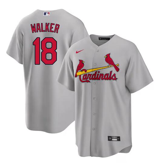 St. Louis Cardinals #18 Jordan Walker Grey Cool Base Stitched Jersey