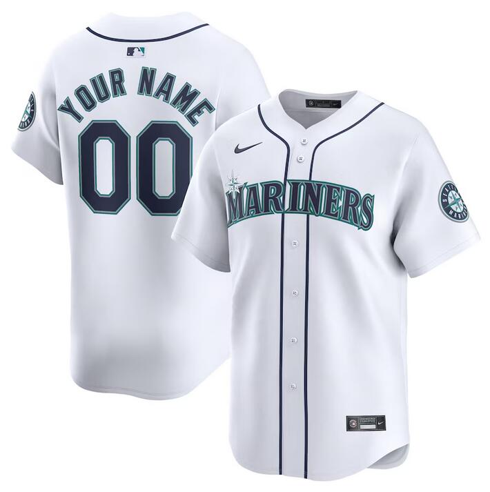 Seattle Mariners Custom White Home Limited Stitched Jersey