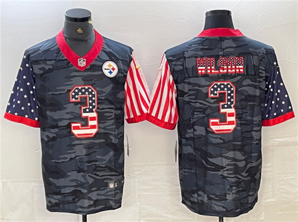 Pittsburgh Steelers #3 Russell Wilson Camo USA Flag Limited Stitched Jersey