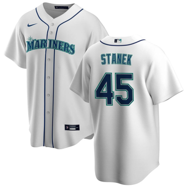 Seattle Mariners #45 Ryne Stanek White Cool Base Stitched Jersey