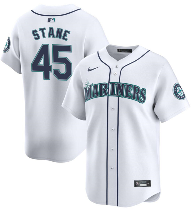 Seattle Mariners #45 Ryne Stanek White Home Limited Stitched Jersey