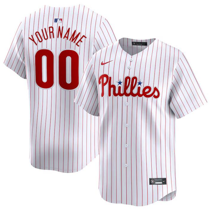Philadelphia Phillies Custom White Home Limited Stitched Jersey